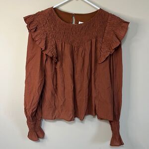 &MERCI Ruffle and Smock Design Shirt size Small